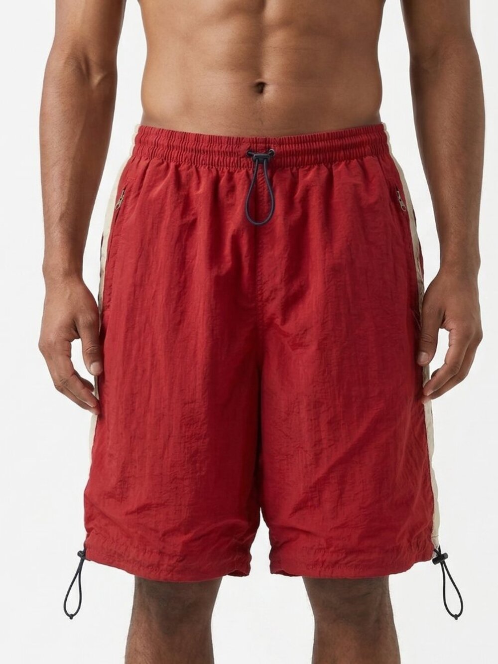Vintage Abercrombie & Fitch Track Shorts Y2K Lined Athleisure Red XL FLAW